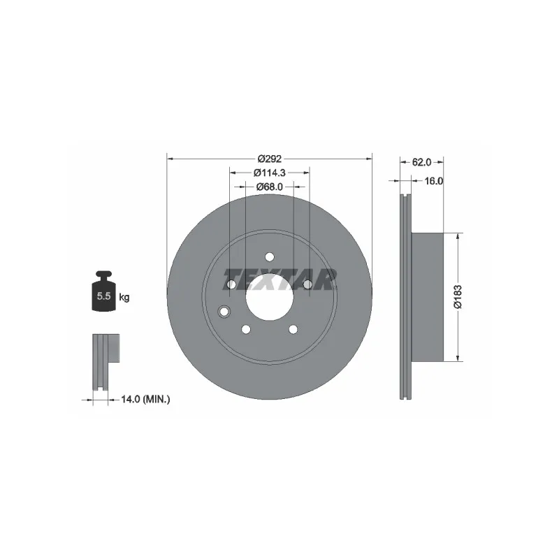 Jeu de 2 disques de frein arrière TEXTAR 92144003