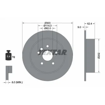 Jeu de 2 disques de frein arrière TEXTAR 92144103