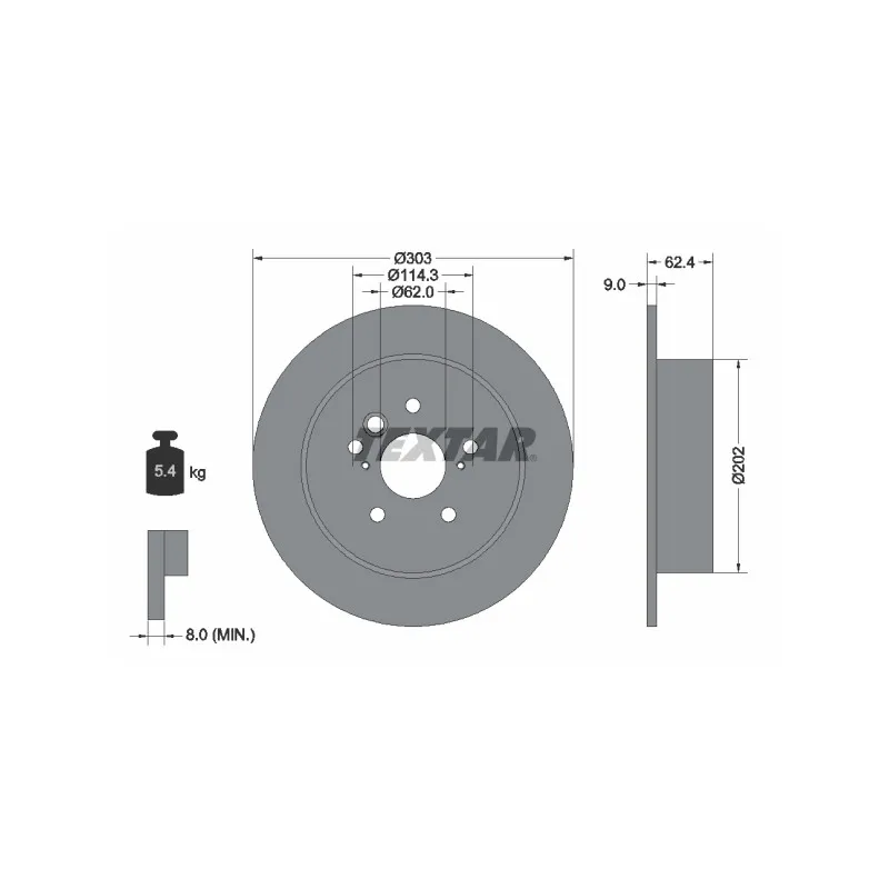Jeu de 2 disques de frein arrière TEXTAR 92144103