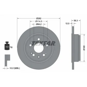 Jeu de 2 disques de frein arrière TEXTAR 92144500