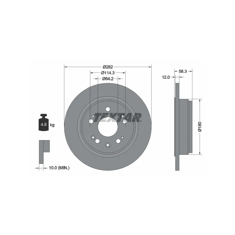 Jeu de 2 disques de frein arrière TEXTAR 92144500