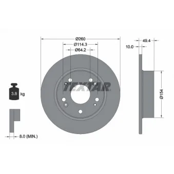 Jeu de 2 disques de frein arrière TEXTAR 92144603