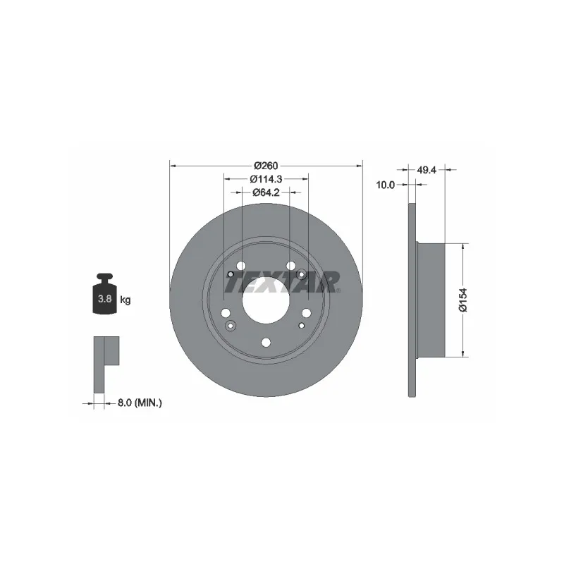 Jeu de 2 disques de frein arrière TEXTAR 92144603