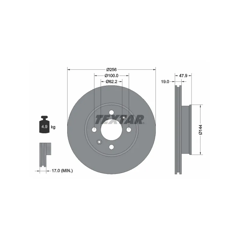 Jeu de 2 disques de frein avant TEXTAR 92144700