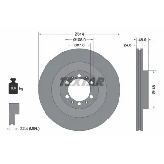 Jeu de 2 disques de frein avant TEXTAR 92144803