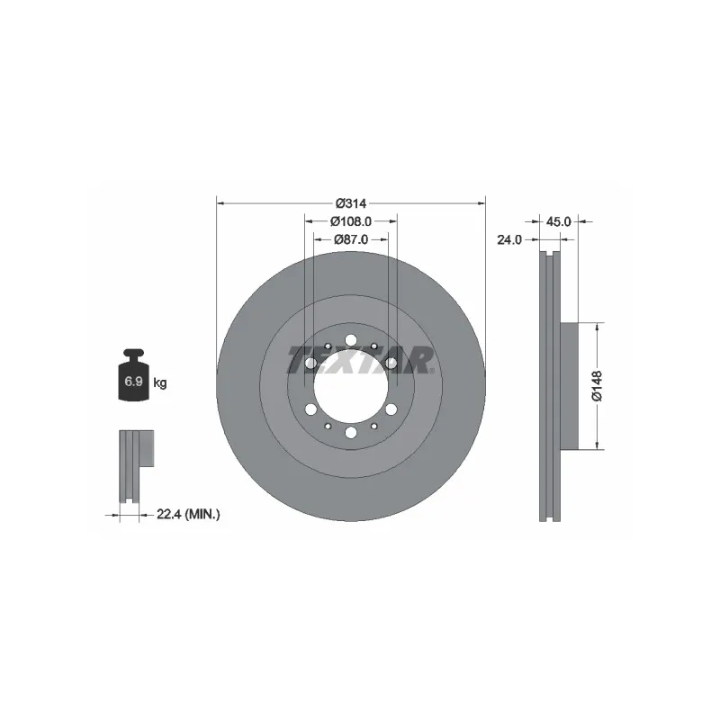 Jeu de 2 disques de frein avant TEXTAR 92144803