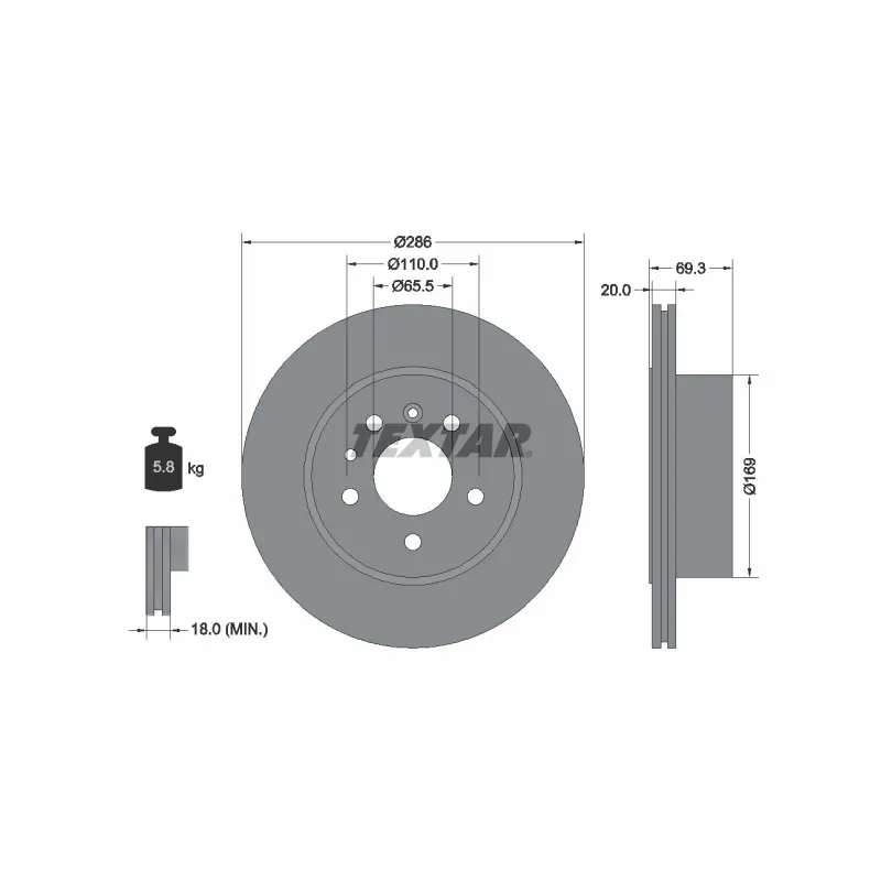 Jeu de 2 disques de frein arrière TEXTAR 92144900