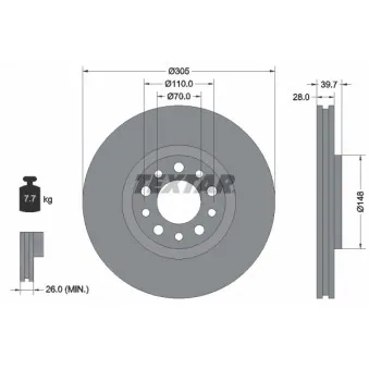 Jeu de 2 disques de frein avant TEXTAR 92145003