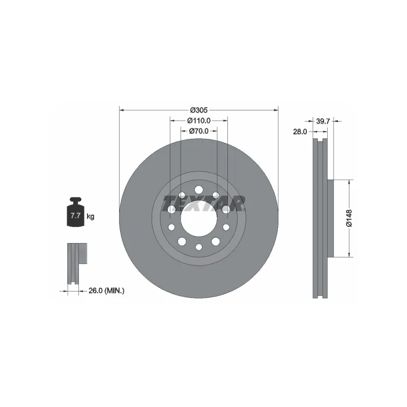 Jeu de 2 disques de frein avant TEXTAR 92145003