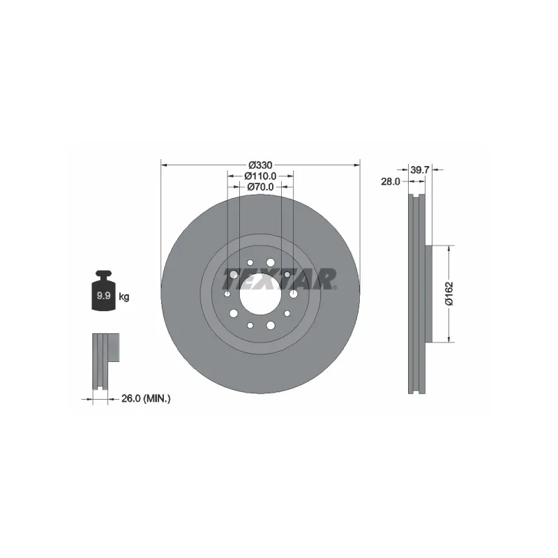 Jeu de 2 disques de frein avant TEXTAR 92145103