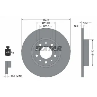 Jeu de 2 disques de frein arrière TEXTAR 92145203