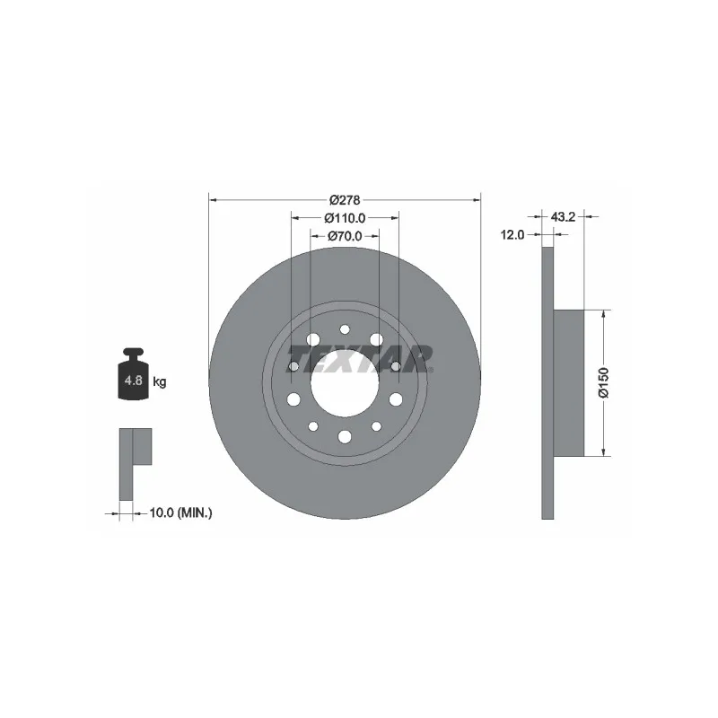 Jeu de 2 disques de frein arrière TEXTAR 92145203