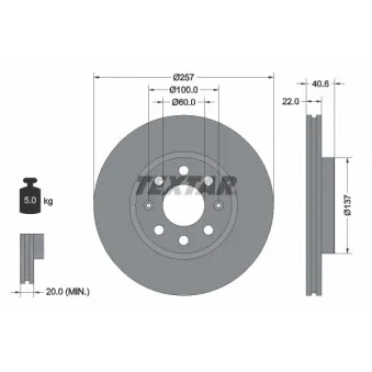 Jeu de 2 disques de frein avant TEXTAR 92145703