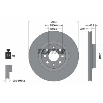 Jeu de 2 disques de frein avant TEXTAR 92145803