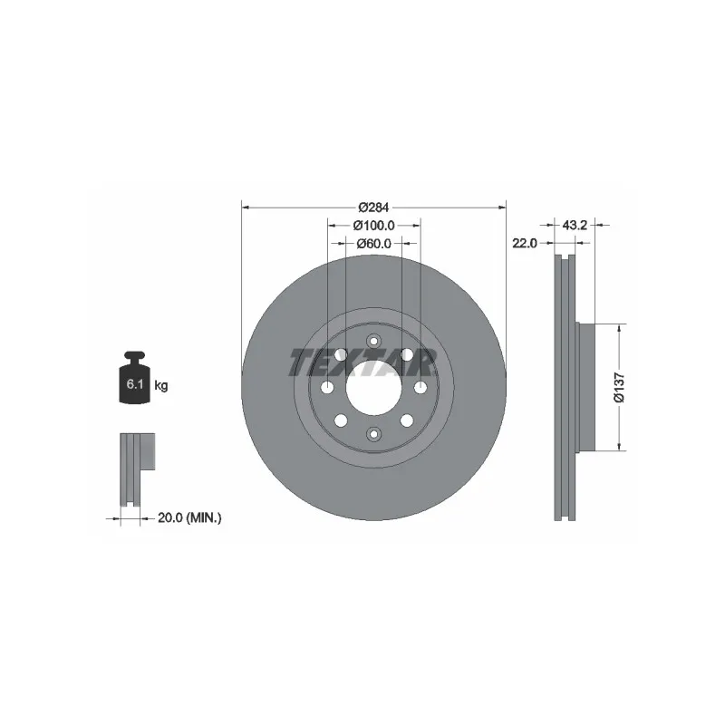 Jeu de 2 disques de frein avant TEXTAR 92145803