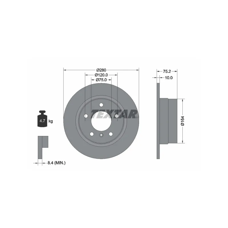 Jeu de 2 disques de frein arrière TEXTAR 92146003