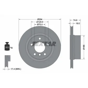 Jeu de 2 disques de frein arrière TEXTAR 92146103