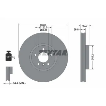 Jeu de 2 disques de frein avant TEXTAR 92146203