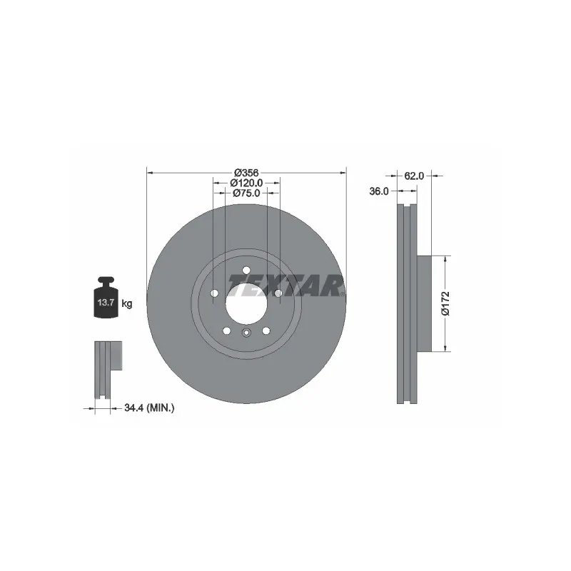 Jeu de 2 disques de frein avant TEXTAR 92146203