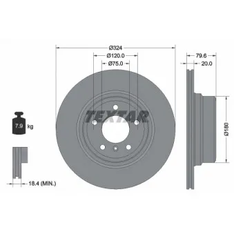 Jeu de 2 disques de frein arrière TEXTAR 92146303