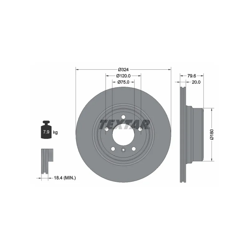 Jeu de 2 disques de frein arrière TEXTAR 92146303