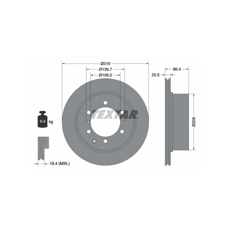 Jeu de 2 disques de frein arrière TEXTAR 92146703