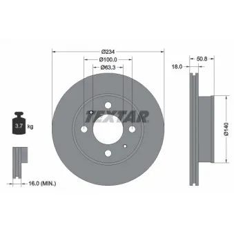 Jeu de 2 disques de frein avant TEXTAR 92146803