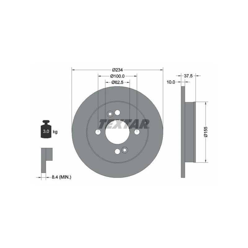 Jeu de 2 disques de frein arrière TEXTAR 92147203