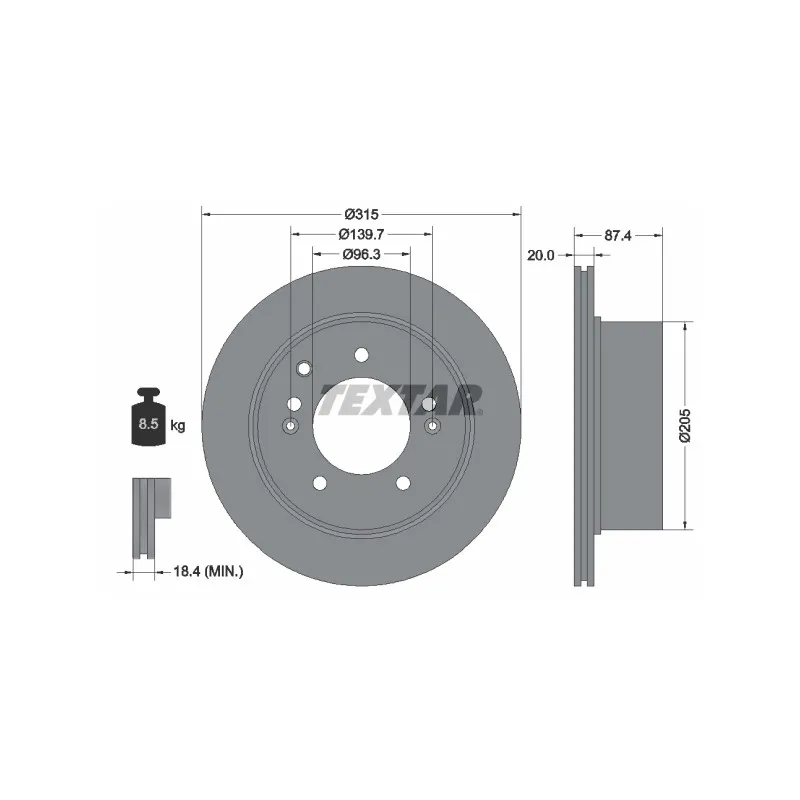 Jeu de 2 disques de frein arrière TEXTAR 92147400
