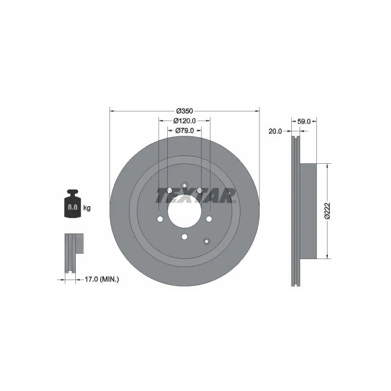 Jeu de 2 disques de frein arrière TEXTAR 92147703