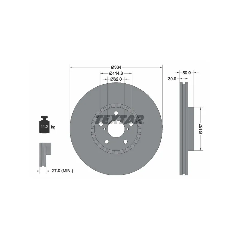 Disque de frein avant droit TEXTAR 92147903