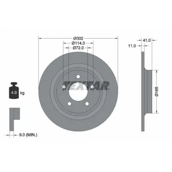 Jeu de 2 disques de frein arrière TEXTAR 92148200