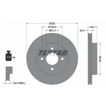 Jeu de 2 disques de frein avant TEXTAR 92148800