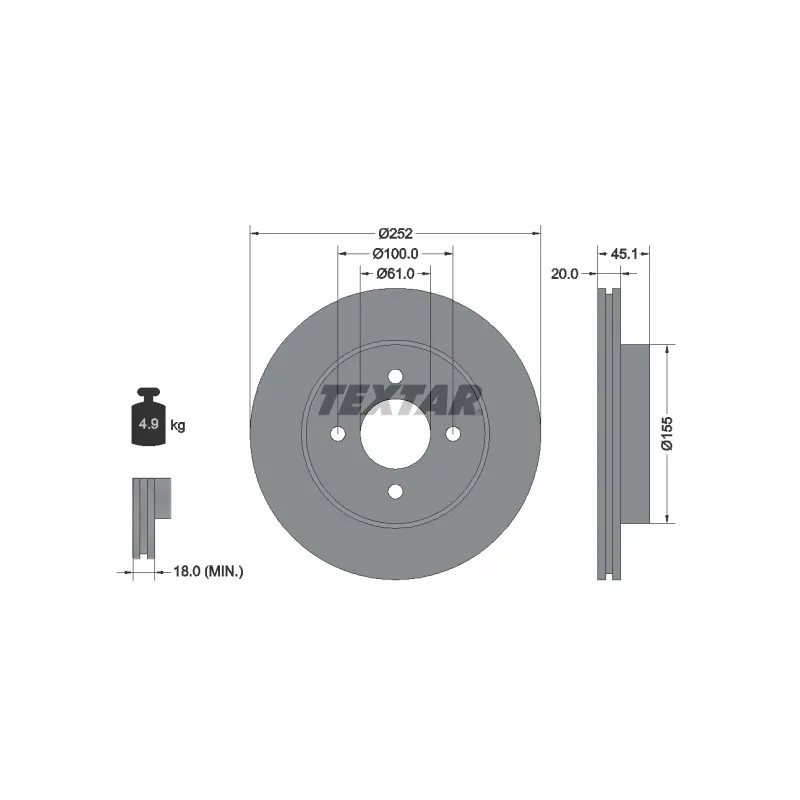 Jeu de 2 disques de frein avant TEXTAR 92148800