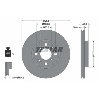 Jeu de 2 disques de frein avant TEXTAR 92148903