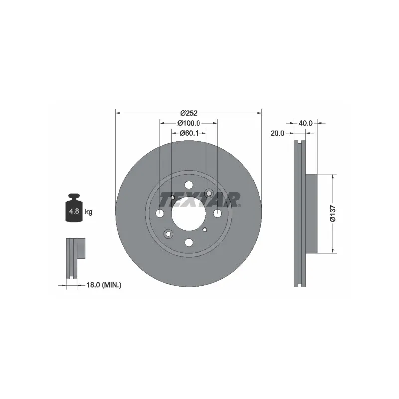 Jeu de 2 disques de frein avant TEXTAR 92148903