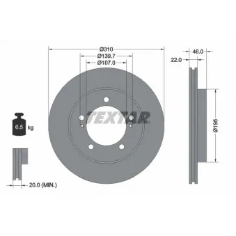 Jeu de 2 disques de frein avant TEXTAR 92149000