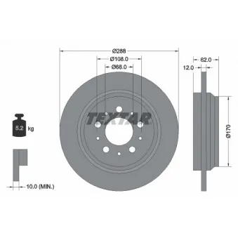 Jeu de 2 disques de frein arrière TEXTAR 92149203