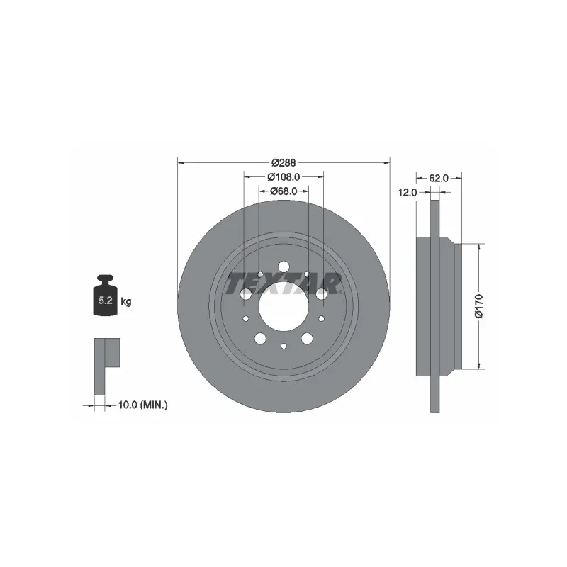 Jeu de 2 disques de frein arrière TEXTAR 92149203