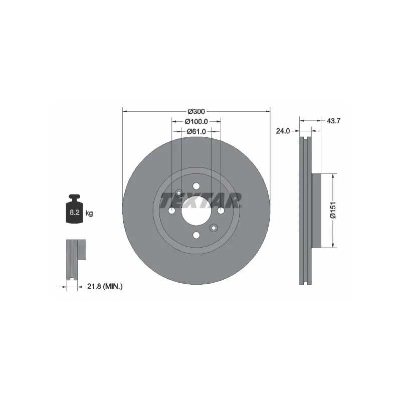 Jeu de 2 disques de frein avant TEXTAR 92149503
