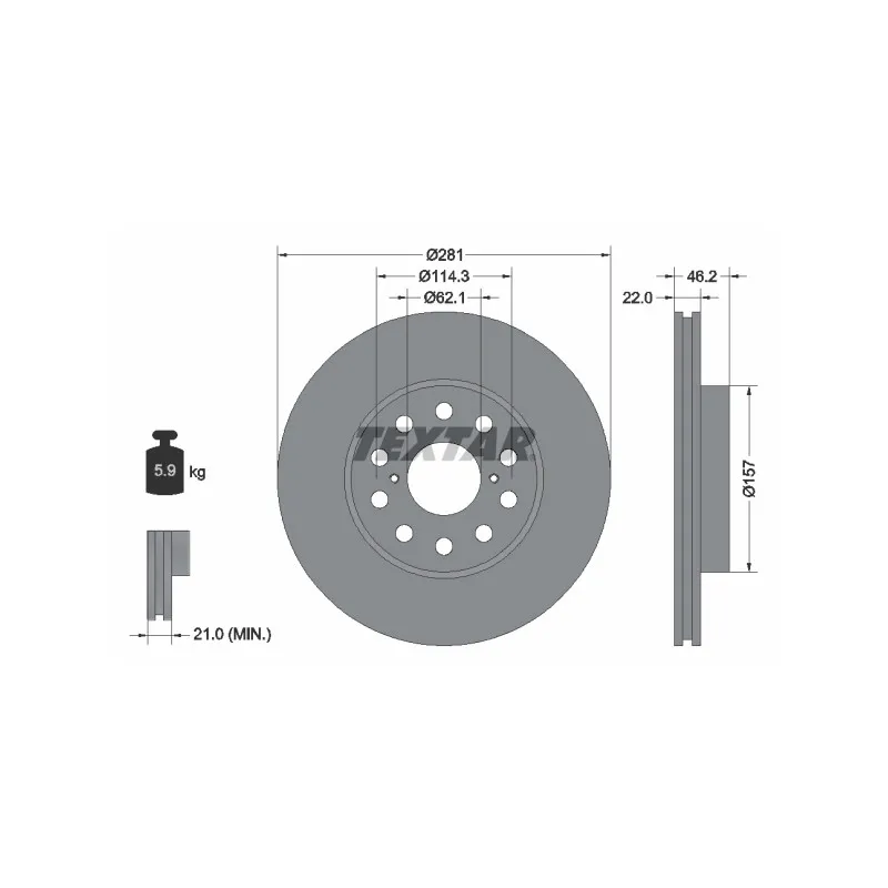Jeu de 2 disques de frein arrière TEXTAR 92149600