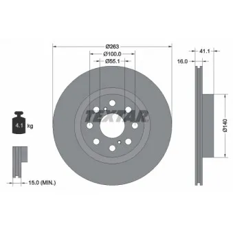 Jeu de 2 disques de frein arrière TEXTAR 92149700