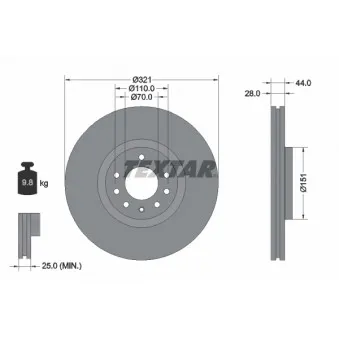 Jeu de 2 disques de frein avant TEXTAR 92149803