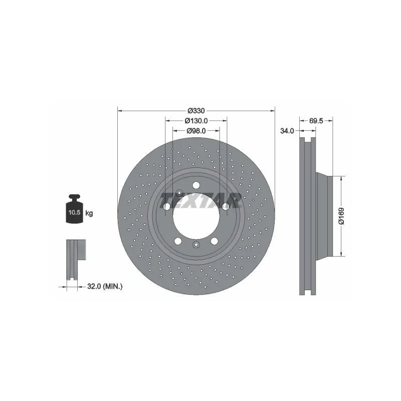 Disque de frein avant droit TEXTAR 92150005