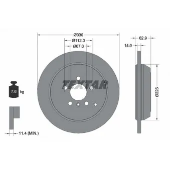 Jeu de 2 disques de frein arrière TEXTAR 92150803