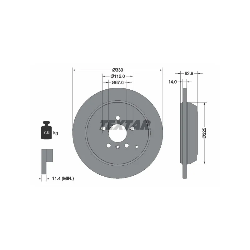 Jeu de 2 disques de frein arrière TEXTAR 92150803