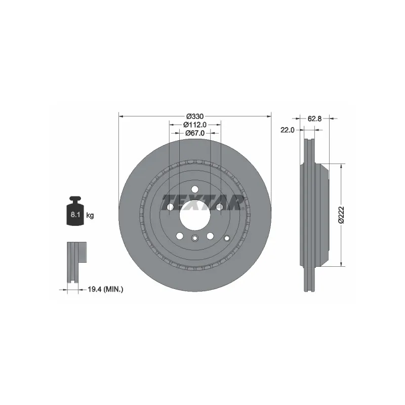 Jeu de 2 disques de frein arrière TEXTAR 92150903