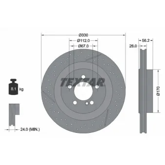Jeu de 2 disques de frein arrière TEXTAR 92151605