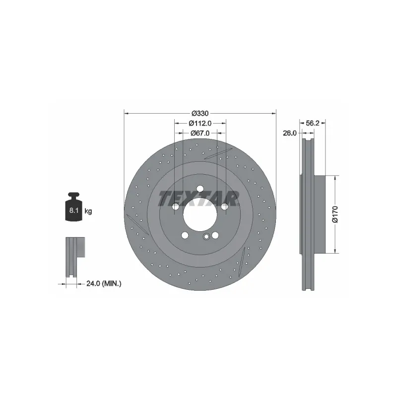 Jeu de 2 disques de frein arrière TEXTAR 92151605