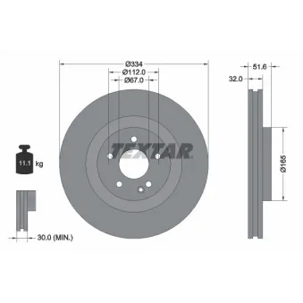 Jeu de 2 disques de frein avant TEXTAR 92151705